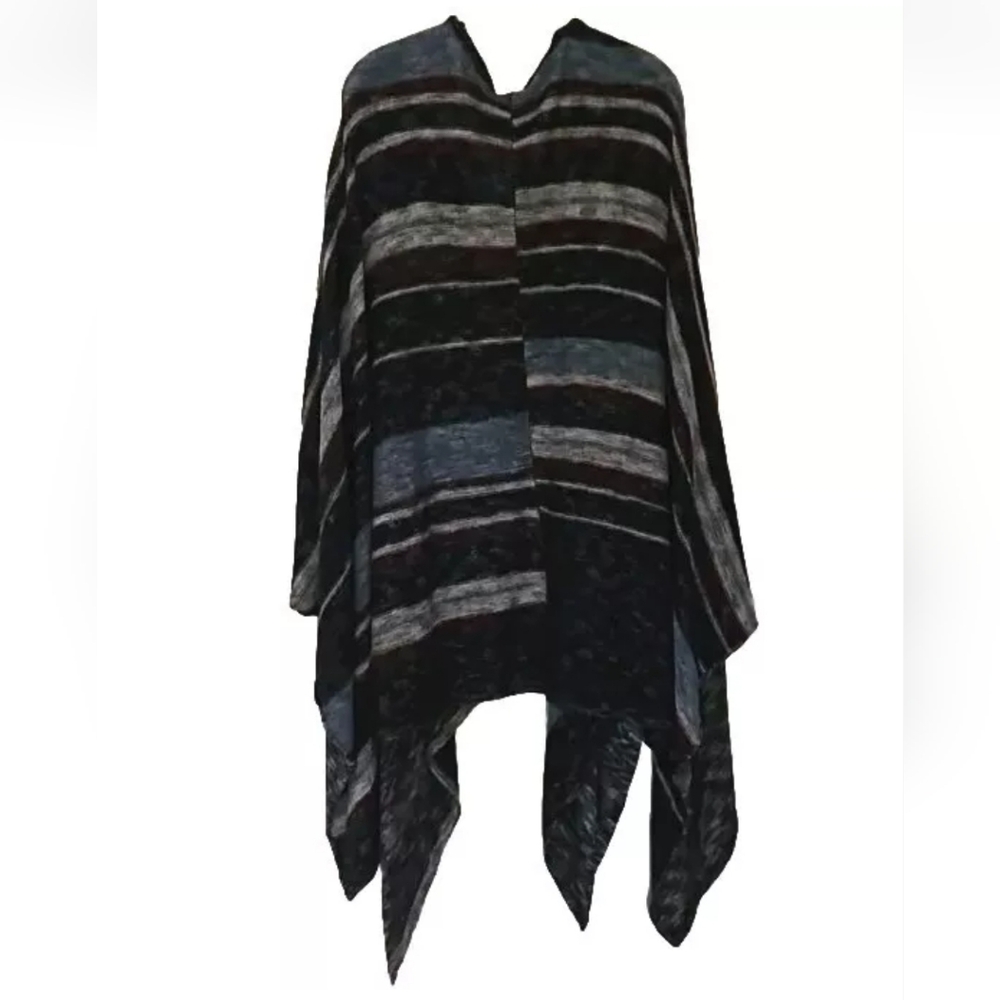 Free People Big Trail Open Cardigan Poncho Shawl Pockets Linen Blend LIKE NEW - Picture 6 of 12